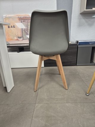 SILLA DANESA DISEÑO MINIMALISTA MADERA BLANCO GRIS