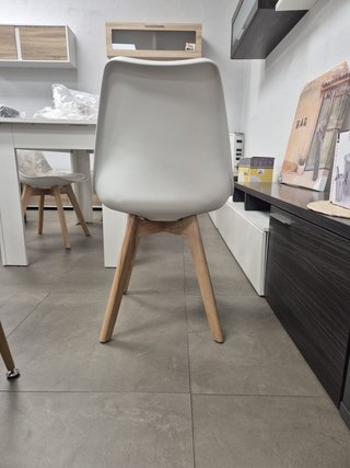 SILLA DANESA DISEÑO MINIMALISTA MADERA BLANCO GRIS