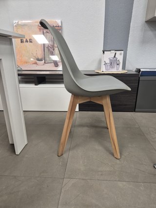 SILLA DANESA DISEÑO MINIMALISTA MADERA BLANCO GRIS