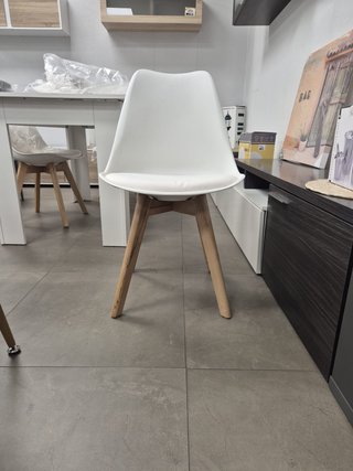 SILLA DANESA DISEÑO MINIMALISTA MADERA BLANCO GRIS