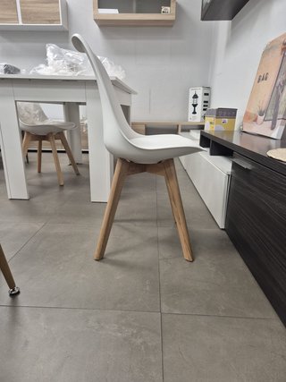 SILLA DANESA DISEÑO MINIMALISTA MADERA BLANCO GRIS
