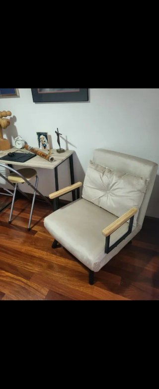 Sillón cama beige convertible