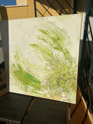 Cuadro Diseño Abstracto Verde y Blanco