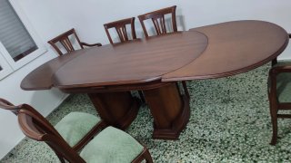 Mesa Extensible comedor y 6 sillas madera