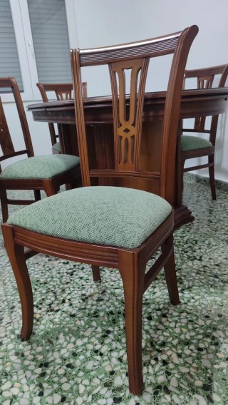 Mesa Extensible comedor y 6 sillas madera