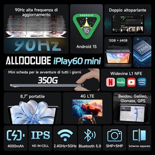 ALLDOCUBE Tablet Android 15 portátil conectividad