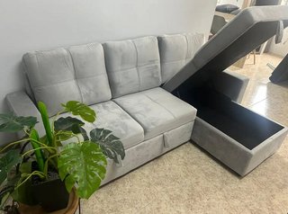Sofá Cama Gris Chaise Longue Reversible + Envio
