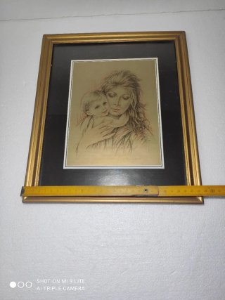 Quadro vintage madre e figlio
