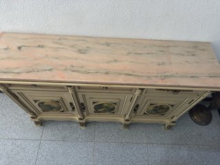 Mueble recibidor mármol y madera