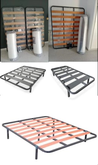 Base Somier Metálica con Láminas de Madera