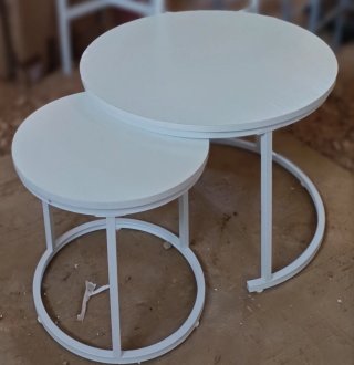 Conjunto mesas nido redondas blancas