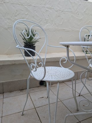 Mesa y 4 Sillas Hierro Forjado Jardín