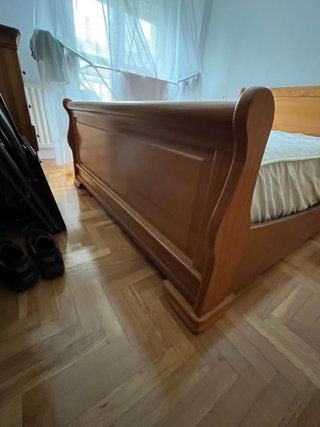 Cama matrimonio madera maciza tipo barco