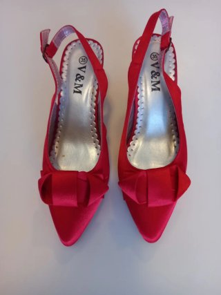 Zapatos de tacón (10cm) rojos con lazo