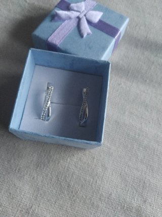 Pendientes Plata Ley 925 con circonita. + Caja reg