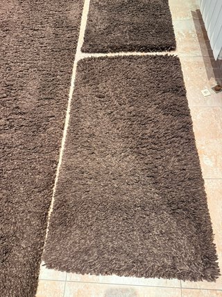 Set di 3 tappeti shaggy marrone cioccolato