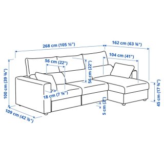 Sofá modular tela 268 cm