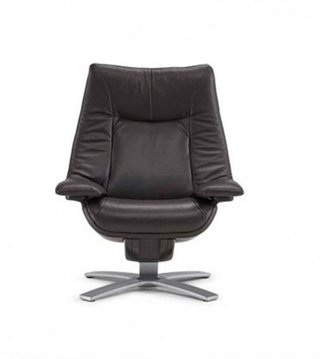 Sillón Natuzzi Piel Negra + Reposapiés