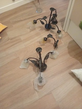 Juego de 2 lámparas de techo,un aplique de pared