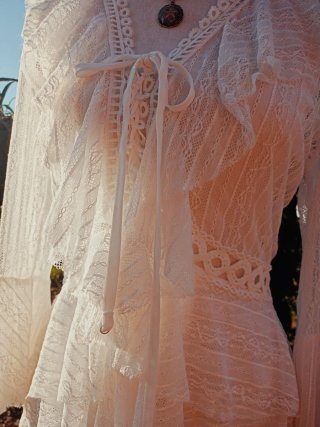 Blusa  Boho Encaje Blanca Talla Única