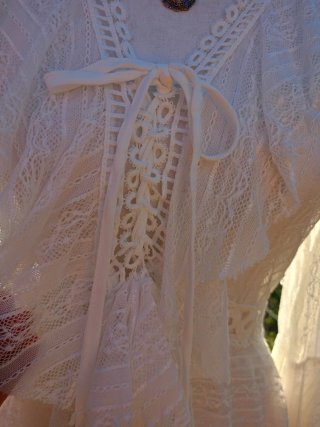 Blusa  Boho Encaje Blanca Talla Única