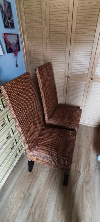 Pareja de sillas de ratán/mimbre respaldo alto