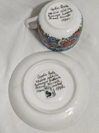 Juego Taza y Platillo Porcelana Polaca Cepelia Opa