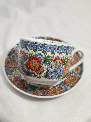 Juego Taza y Platillo Porcelana Polaca Cepelia Opa