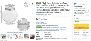Botes de cristal redondos con tapa (6 uds)