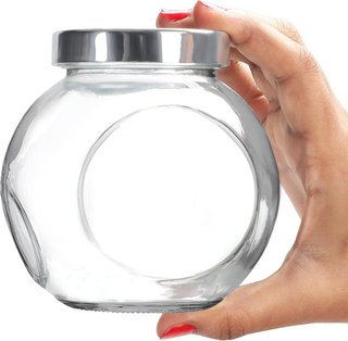 Botes de cristal redondos con tapa (6 uds)