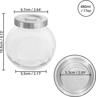 Botes de cristal redondos con tapa (6 uds)