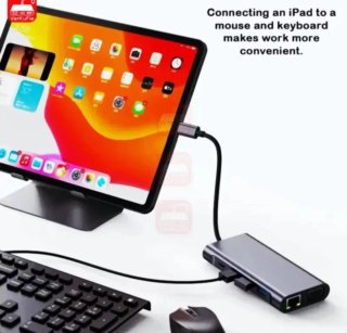Hub USB C 11 en 1: 4K HDMI, VGA, LAN, Audio, USB A