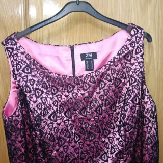 Vestido ZM Woman raso rosa y encaje T54