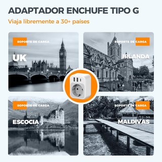 TESSAN adaptador enchufe UK USB C 4 en 1