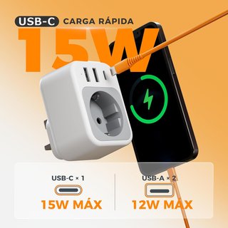 TESSAN adaptador enchufe UK USB C 4 en 1