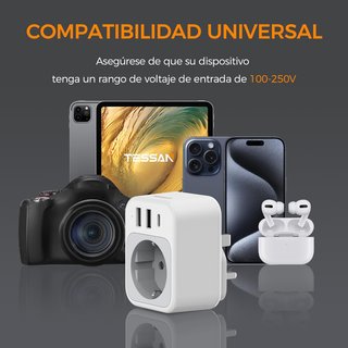 TESSAN adaptador enchufe UK USB C 4 en 1