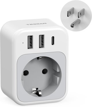 TESSAN adaptador enchufe UK USB C 4 en 1
