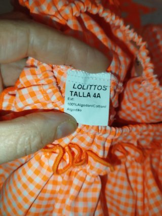 Conjunto niña Lolittos blanco y naranja