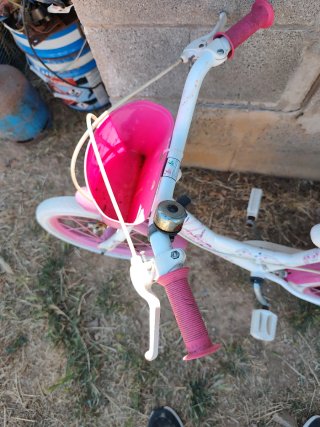 Bicicleta infantil rosa y blanca