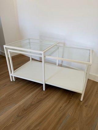 Set di tavolini da salotto, vetro e metallo