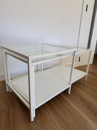 Set di tavolini da salotto, vetro e metallo