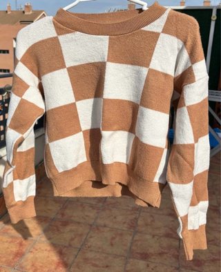 Jersey Waw cuadros marrón y blanco