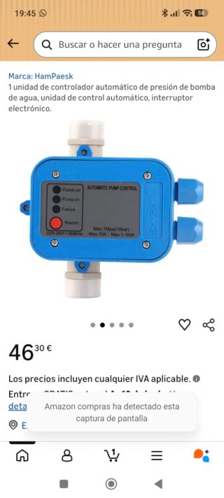Controlador automático presión bomba agua