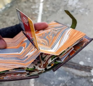 Porta tessere e documenti pelle marrone e verde