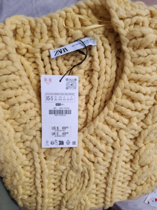 Chaleco de punto grueso Zara amarillo, talla XS-S