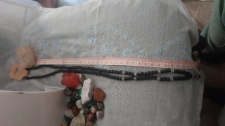 Collar Ágata Negra Brújula Plata
