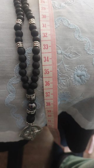 Collar Ágata Negra Brújula Plata