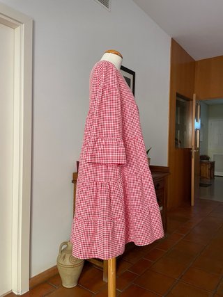Vestido cuadros rojo y blanco babydoll