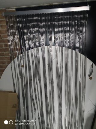 Cortina a strisce in PVC nero-trasparente 90x210cm
