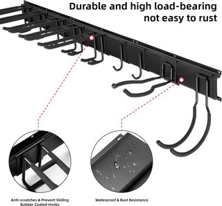 Soporte pared garaje con ganchos herramientas